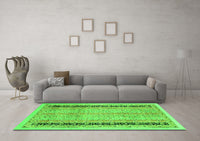 Machine Washable Oriental Green Modern Rug, wshabs2633grn