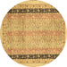 Round Machine Washable Oriental Brown Modern Rug, wshabs2633brn