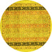 Round Oriental Yellow Modern Rug, abs2633yw