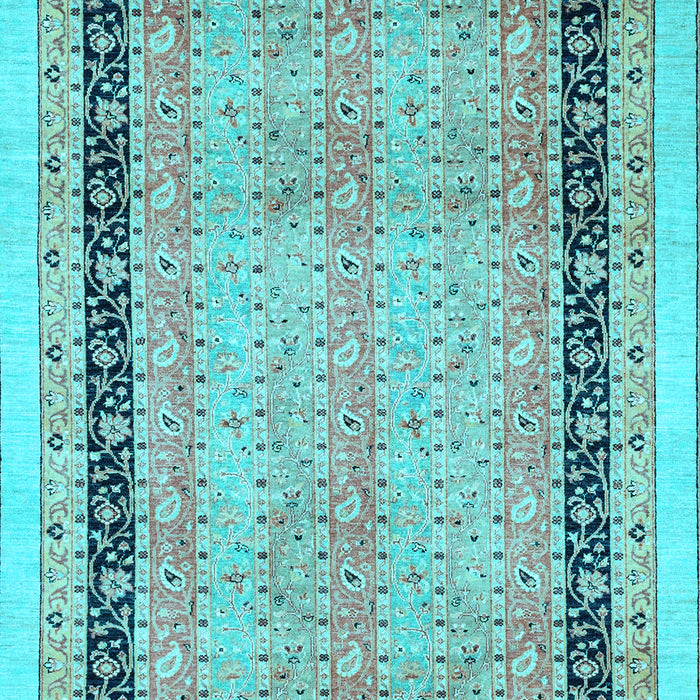Machine Washable Oriental Light Blue Modern Rug, wshabs2633lblu