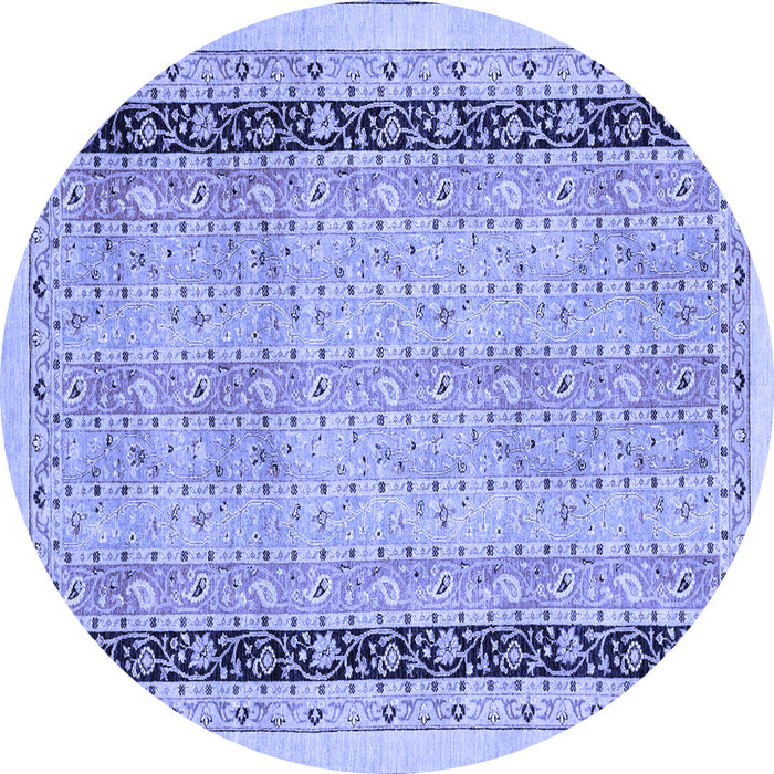 Round Machine Washable Oriental Blue Modern Rug, wshabs2633blu