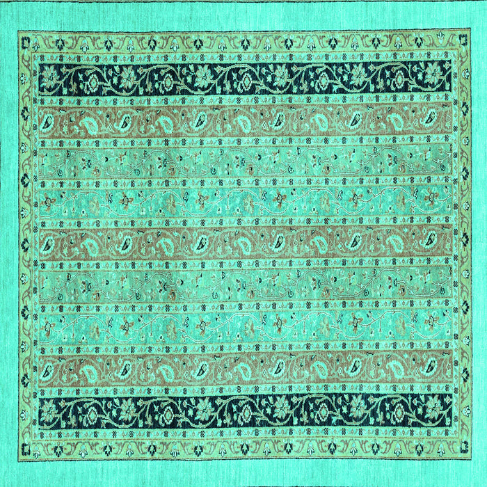 Square Oriental Turquoise Modern Rug, abs2633turq