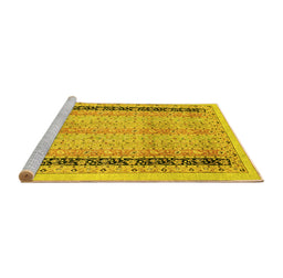 Sideview of Machine Washable Oriental Yellow Modern Rug, wshabs2633yw