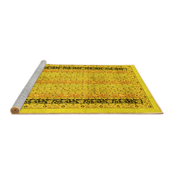 Sideview of Machine Washable Oriental Yellow Modern Rug, wshabs2633yw