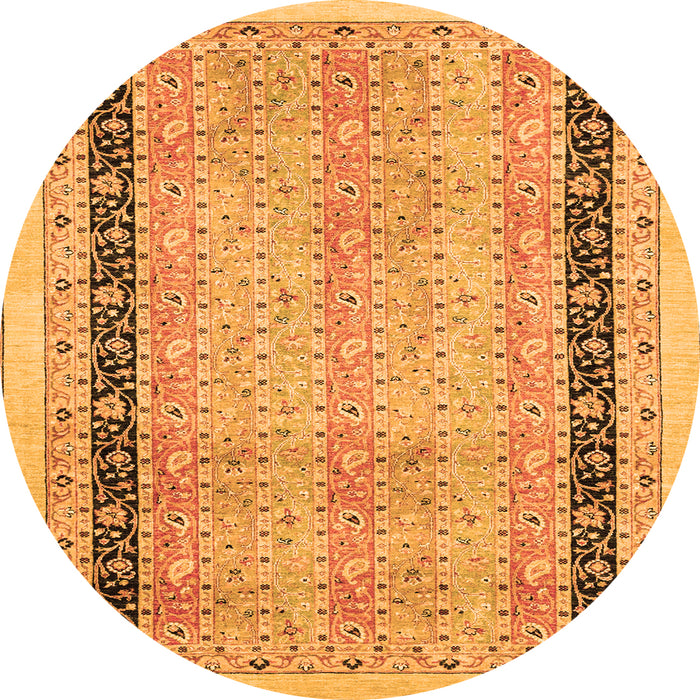 Round Oriental Orange Modern Rug, abs2633org