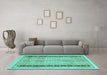 Machine Washable Oriental Turquoise Modern Area Rugs in a Living Room,, wshabs2633turq