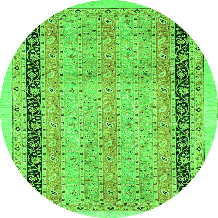 Round Oriental Green Modern Rug, abs2633grn