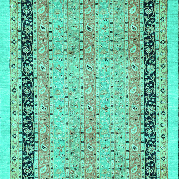 Machine Washable Oriental Turquoise Modern Area Rugs, wshabs2633turq