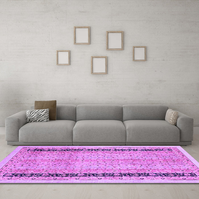 Machine Washable Oriental Purple Modern Area Rugs in a Living Room, wshabs2633pur