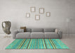 Machine Washable Oriental Turquoise Modern Area Rugs in a Living Room,, wshabs2634turq