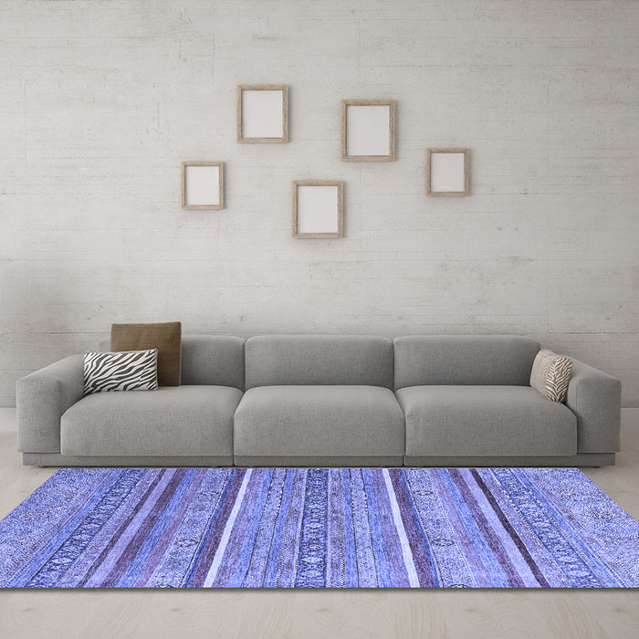 Machine Washable Oriental Blue Modern Rug in a Living Room, wshabs2634blu