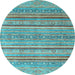 Round Oriental Light Blue Modern Rug, abs2634lblu