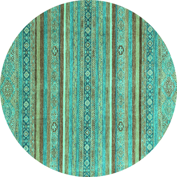Round Oriental Turquoise Modern Rug, abs2634turq