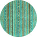 Round Oriental Turquoise Modern Rug, abs2634turq