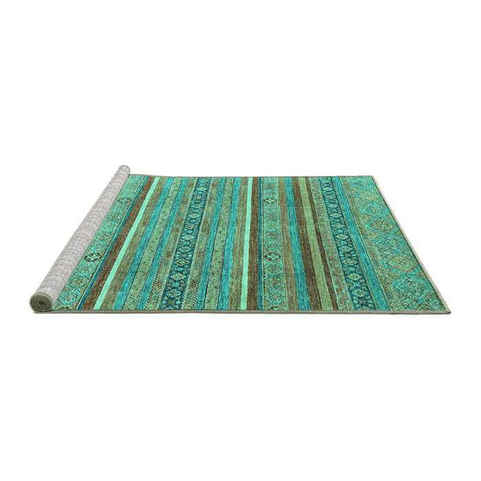 Sideview of Machine Washable Oriental Turquoise Modern Area Rugs, wshabs2634turq