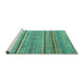 Sideview of Machine Washable Oriental Turquoise Modern Area Rugs, wshabs2634turq