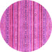 Round Machine Washable Oriental Pink Modern Rug, wshabs2634pnk
