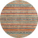 Round Abstract Chestnut Red Oriental Rug, abs2634