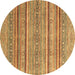 Round Oriental Brown Modern Rug, abs2634brn