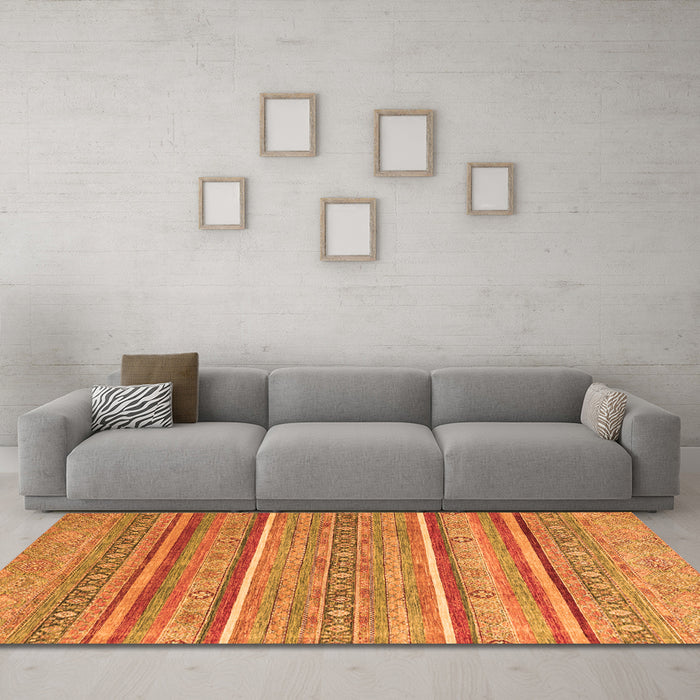 Machine Washable Oriental Orange Modern Area Rugs in a Living Room, wshabs2634org