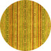 Round Machine Washable Oriental Yellow Modern Rug, wshabs2634yw