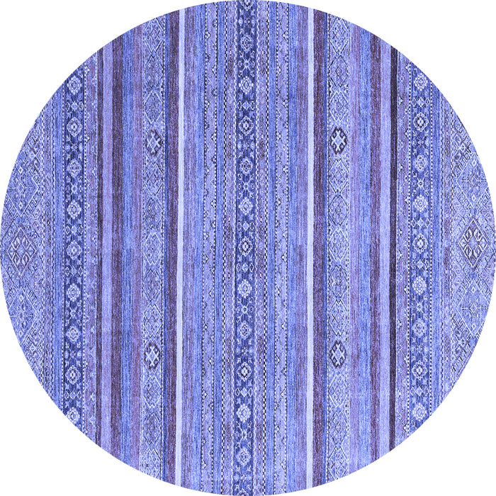 Round Machine Washable Oriental Blue Modern Rug, wshabs2634blu