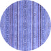 Round Machine Washable Oriental Blue Modern Rug, wshabs2634blu