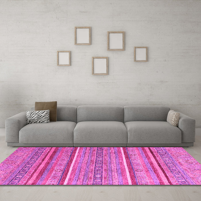 Machine Washable Oriental Pink Modern Rug in a Living Room, wshabs2634pnk
