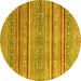 Round Oriental Yellow Modern Rug, abs2634yw