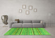 Machine Washable Oriental Green Modern Area Rugs in a Living Room,, wshabs2634grn