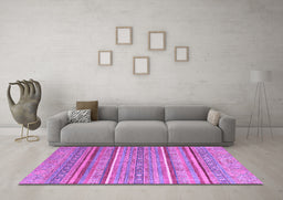 Machine Washable Oriental Purple Modern Area Rugs in a Living Room, wshabs2634pur