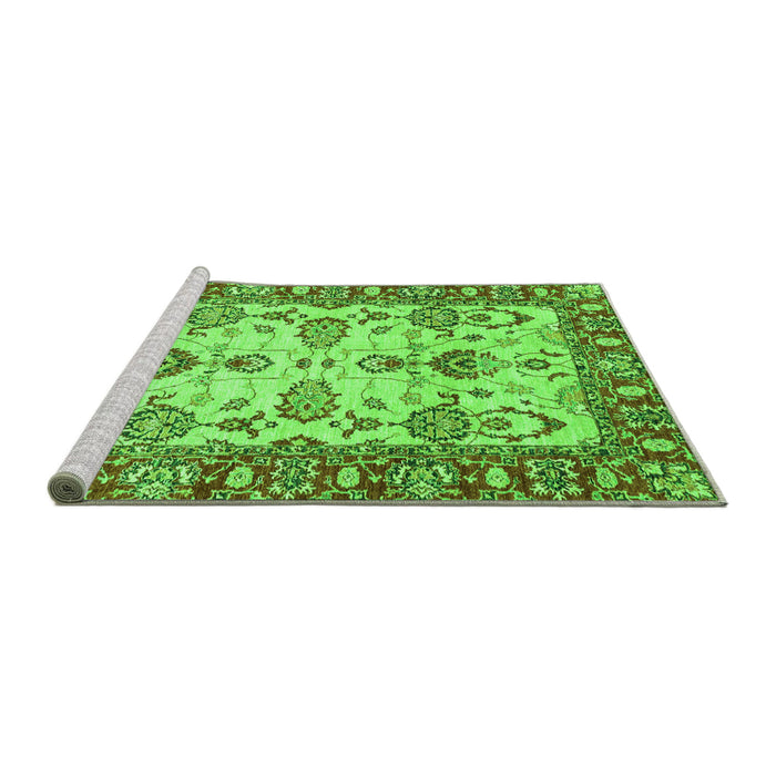 Sideview of Machine Washable Oriental Green Modern Area Rugs, wshabs2635grn