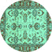 Round Oriental Turquoise Modern Rug, abs2635turq