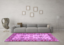 Machine Washable Oriental Purple Modern Area Rugs in a Living Room, wshabs2635pur