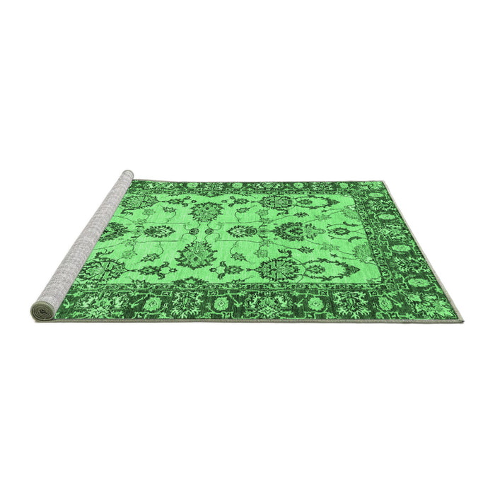 Sideview of Machine Washable Oriental Emerald Green Modern Area Rugs, wshabs2635emgrn