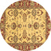 Round Oriental Brown Modern Rug, abs2635brn