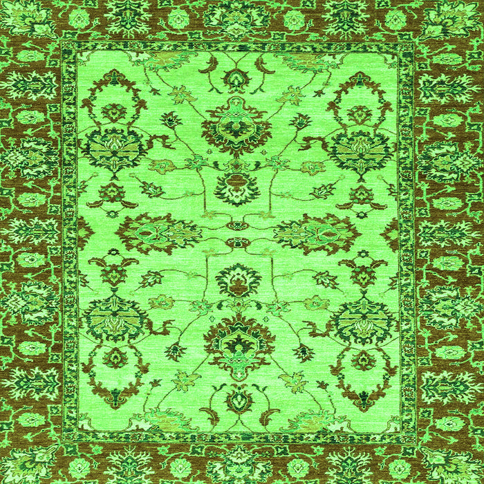 Square Machine Washable Oriental Green Modern Area Rugs, wshabs2635grn
