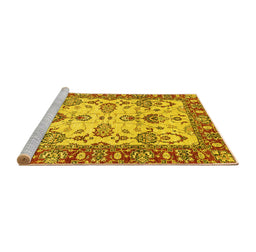 Sideview of Machine Washable Oriental Yellow Modern Rug, wshabs2635yw