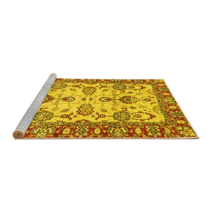 Sideview of Machine Washable Oriental Yellow Modern Rug, wshabs2635yw