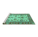 Sideview of Machine Washable Oriental Turquoise Modern Area Rugs, wshabs2635turq