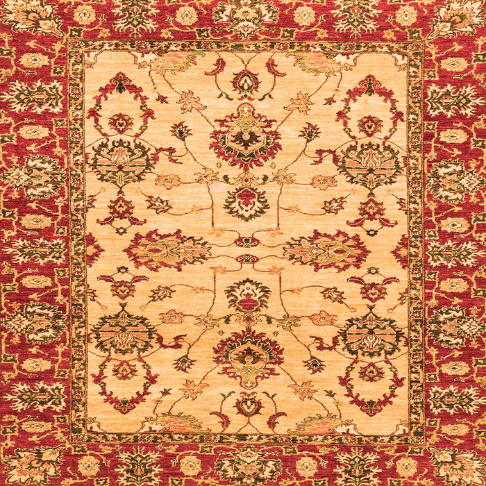 Square Machine Washable Oriental Orange Modern Area Rugs, wshabs2635org