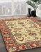 Abstract Mustard Yellow Oriental Rug in Family Room, abs2635