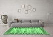 Machine Washable Oriental Emerald Green Modern Area Rugs in a Living Room,, wshabs2635emgrn