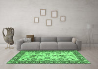 Machine Washable Oriental Emerald Green Modern Rug, wshabs2635emgrn