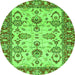 Round Oriental Green Modern Rug, abs2635grn