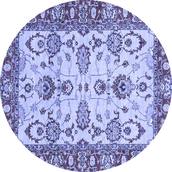 Round Oriental Blue Modern Rug, abs2635blu
