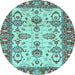 Round Oriental Light Blue Modern Rug, abs2635lblu