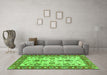 Machine Washable Oriental Green Modern Area Rugs in a Living Room,, wshabs2635grn