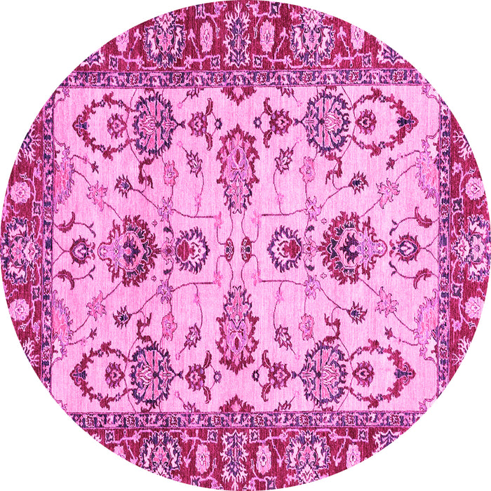 Round Oriental Pink Modern Rug, abs2635pnk