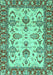 Machine Washable Oriental Turquoise Modern Area Rugs, wshabs2635turq